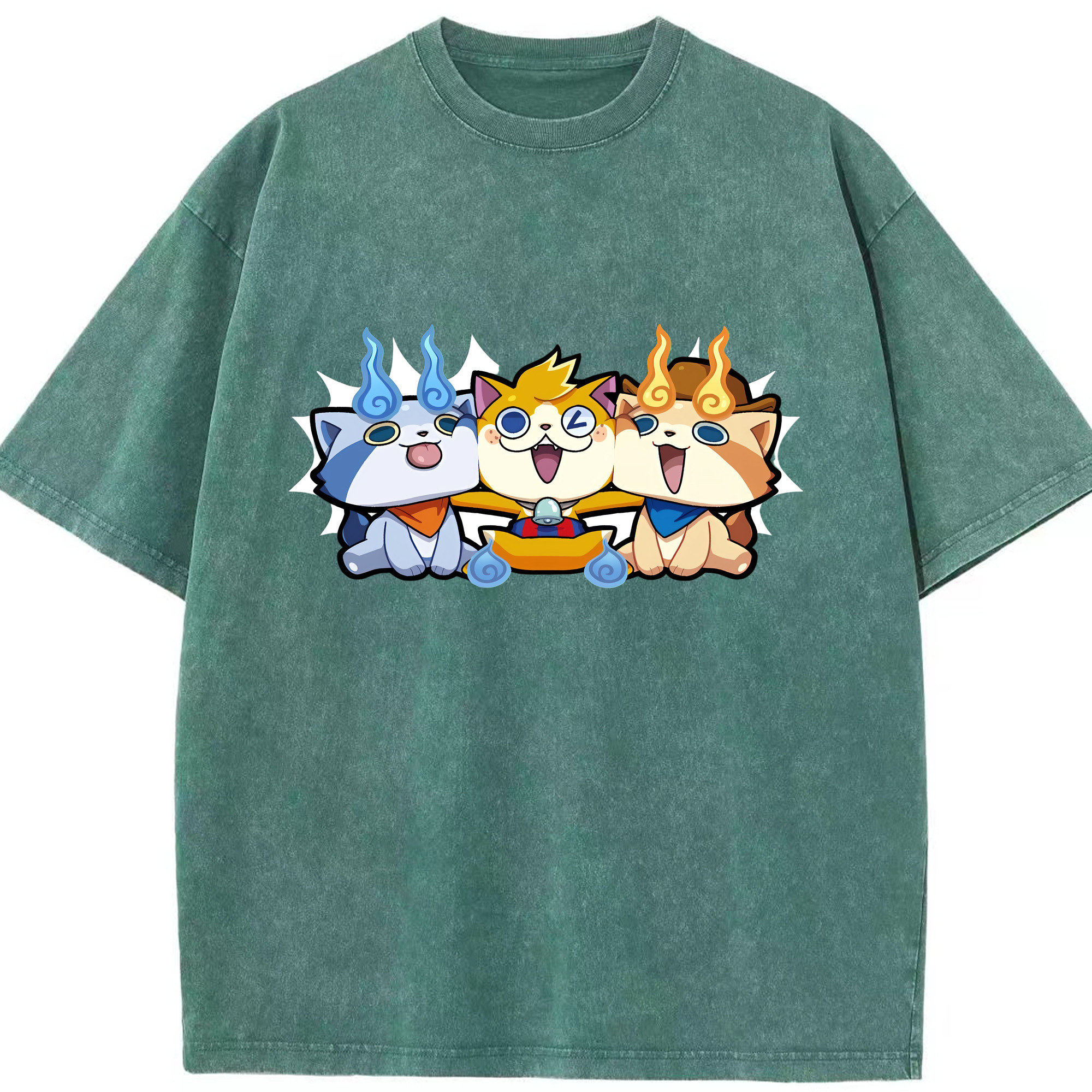 （画像用） 妖怪ウォッチ Yo-kai Watch 綿100% ヴィンテージ風 半袖Tシャツ（フロントプリント）